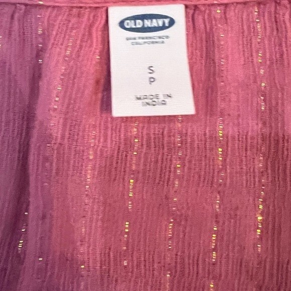 Old navy long bell sleeve vneck pink shimmer peasant top size small - Picture 6 of 6